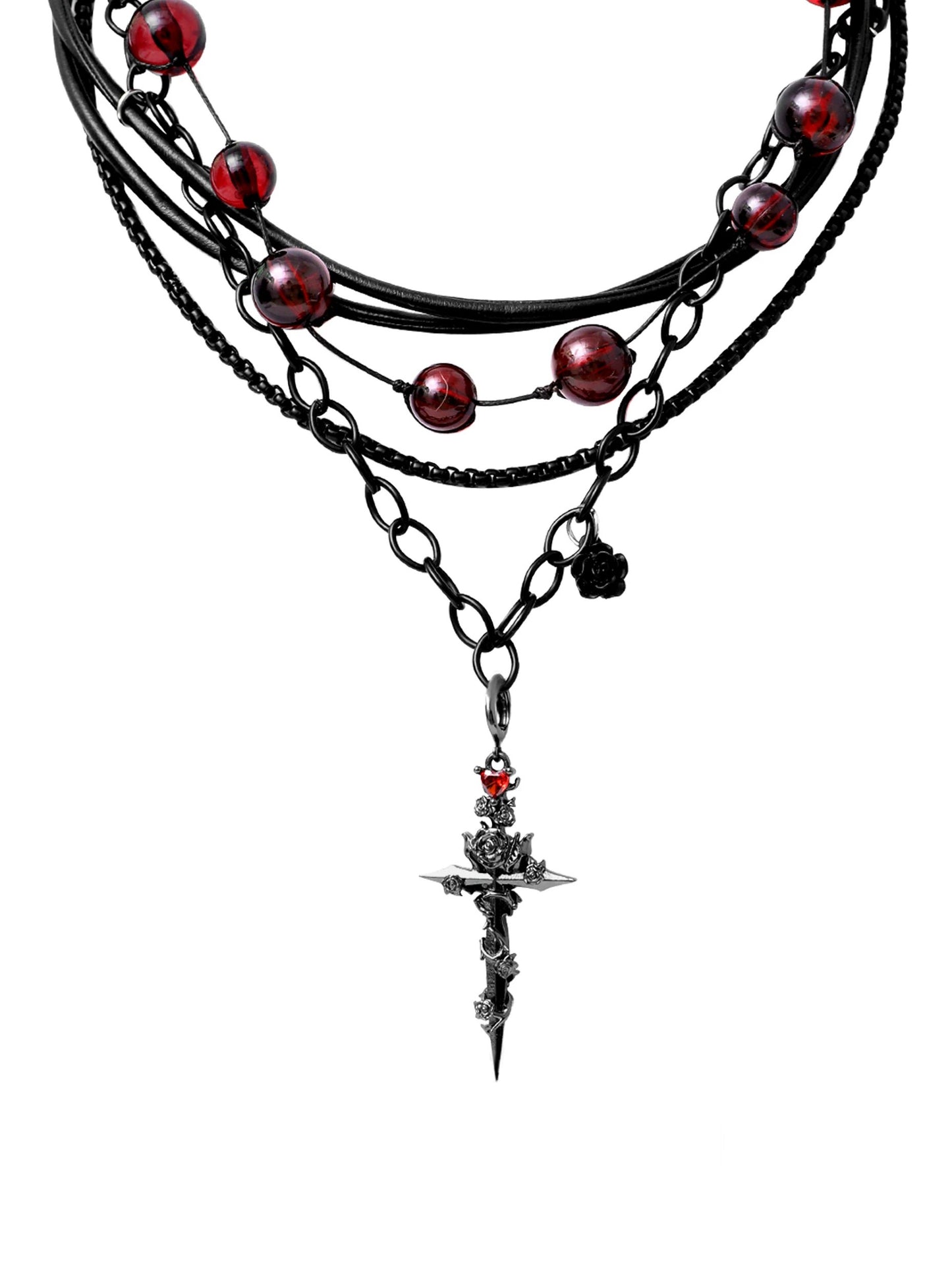 1STXULIE - Forbidden Rose Double-Layer Necklace