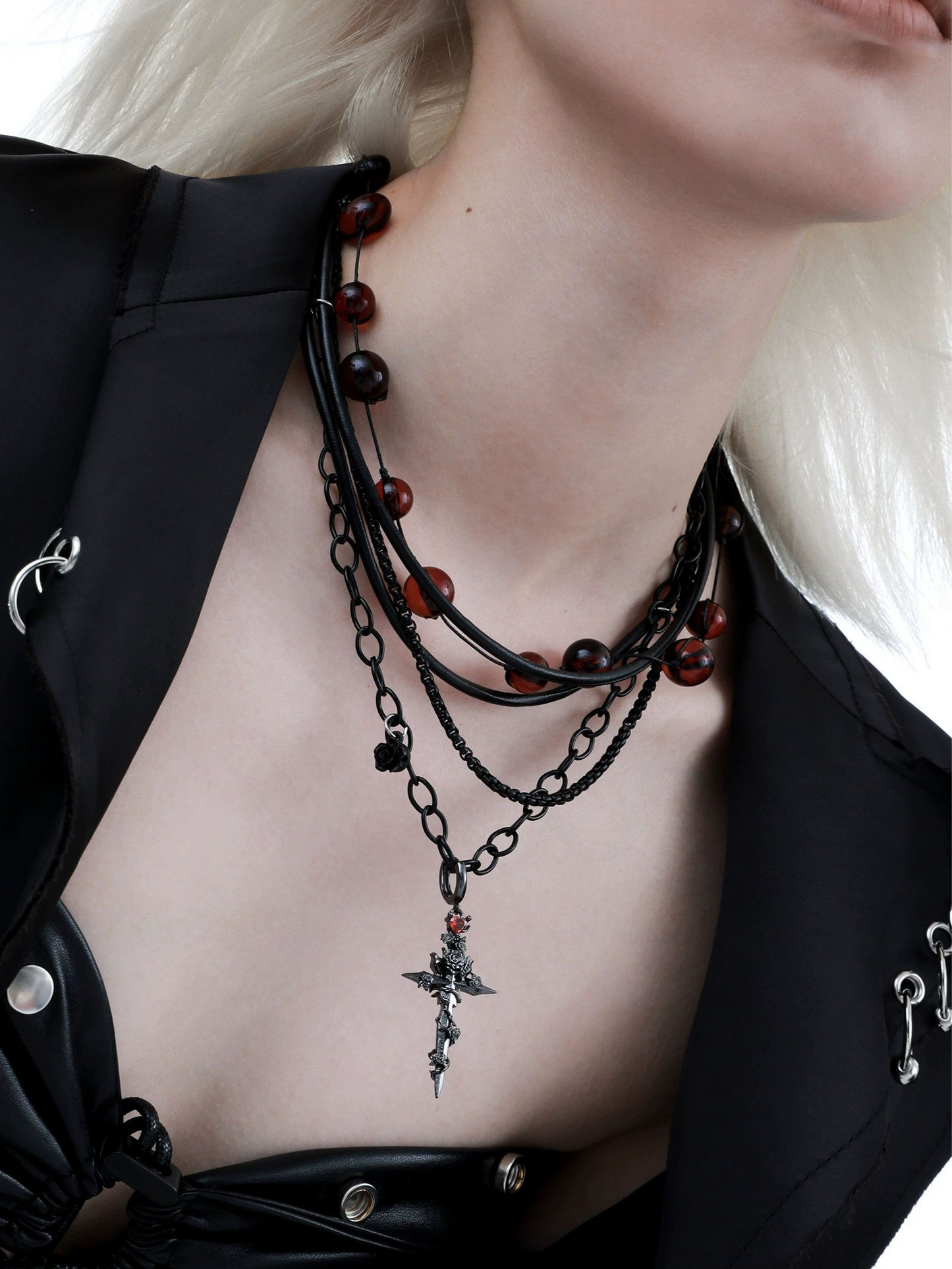 1STXULIE - Forbidden Rose Double-Layer Necklace