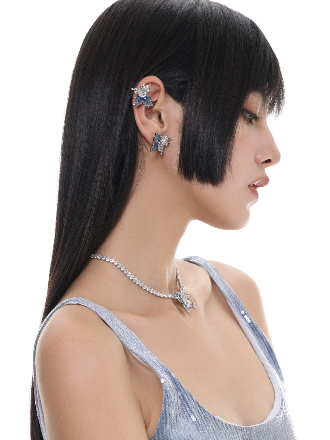 SUMIYAKI - Crushed Diamond Ice Butterfly Earrings – Stud & Clip-On