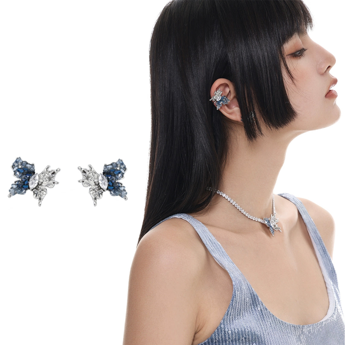 SUMIYAKI - Crushed Diamond Ice Butterfly Earrings – Stud & Clip-On