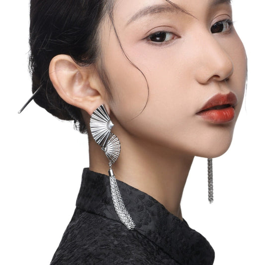 ABILLIONTH - New Chinese-Style Folding Fan Tassel Earrings