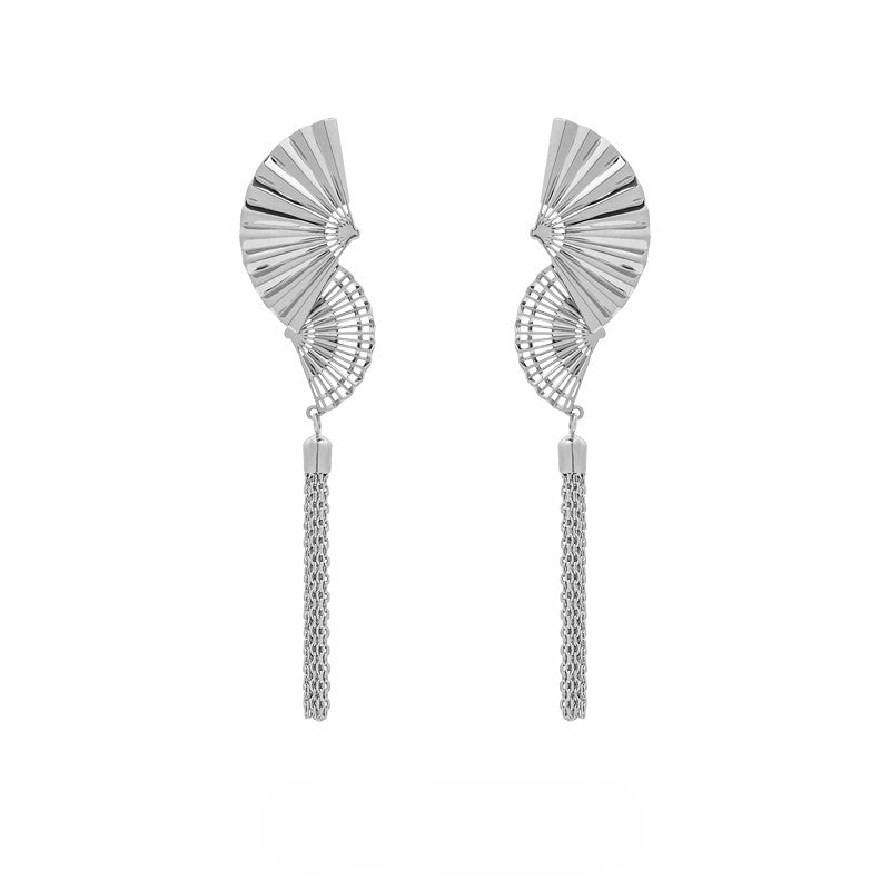 ABILLIONTH - New Chinese-Style Folding Fan Tassel Earrings