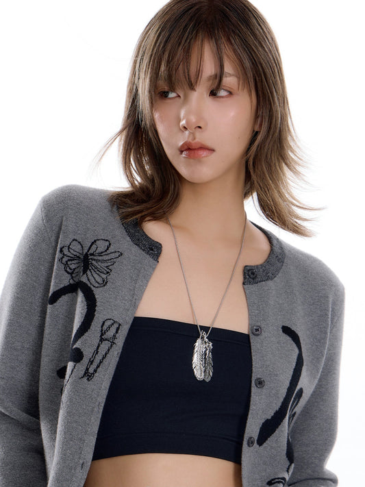 SUMIYAKI - Feather Series Black & White Layered Necklace