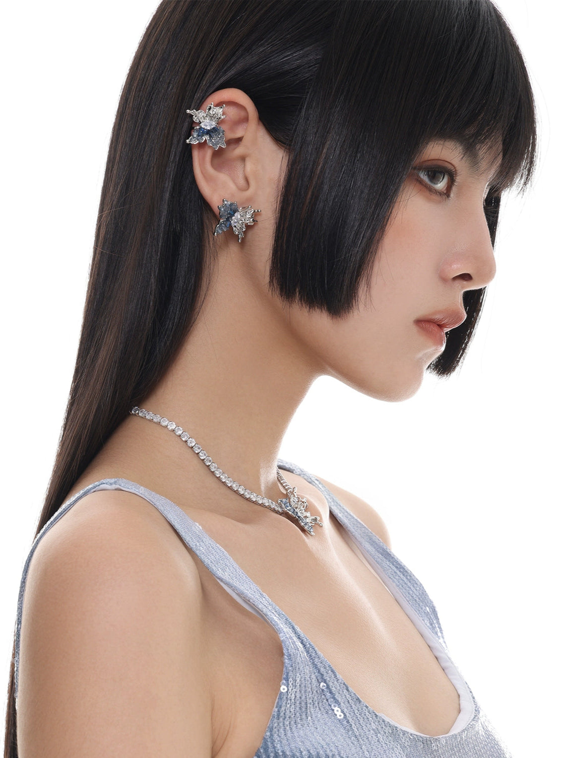 SUMIYAKI - Crushed Diamond Ice Butterfly Earrings – Stud & Clip-On