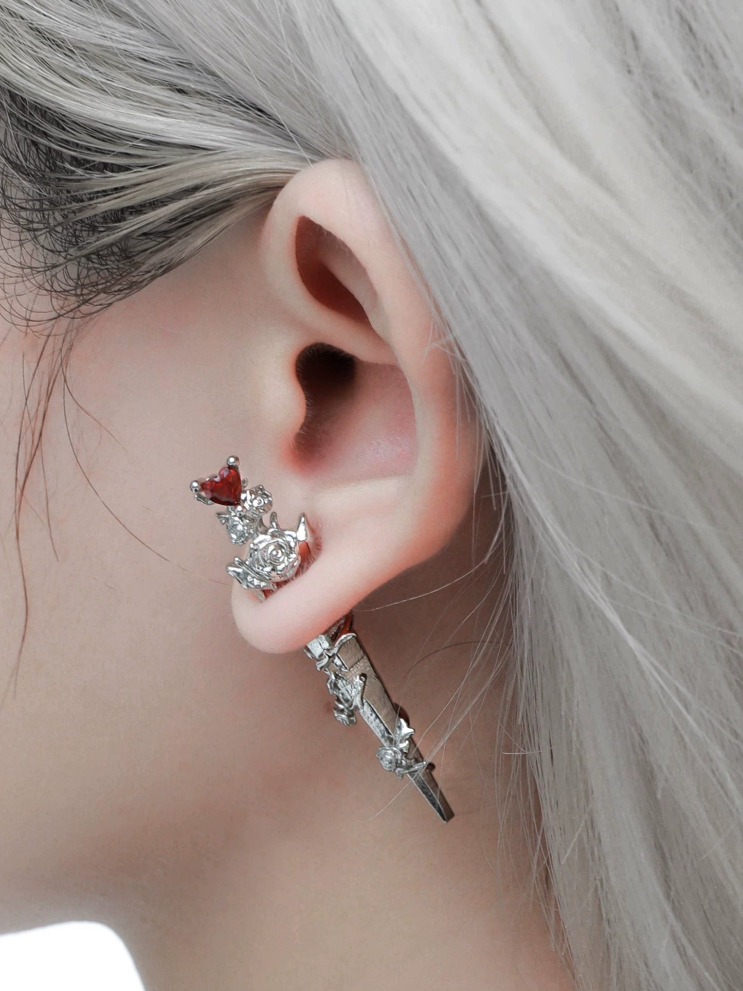 1STXULIE - Forbidden Rose Piercing Stud Earrings