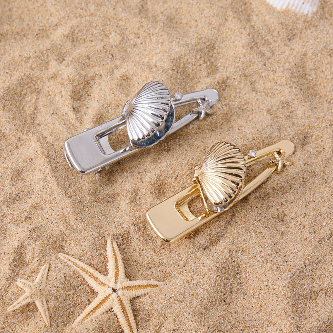 SUMIYAKI - Ocean Shell Series Starfish & Shell Hair Clip (Type 1)