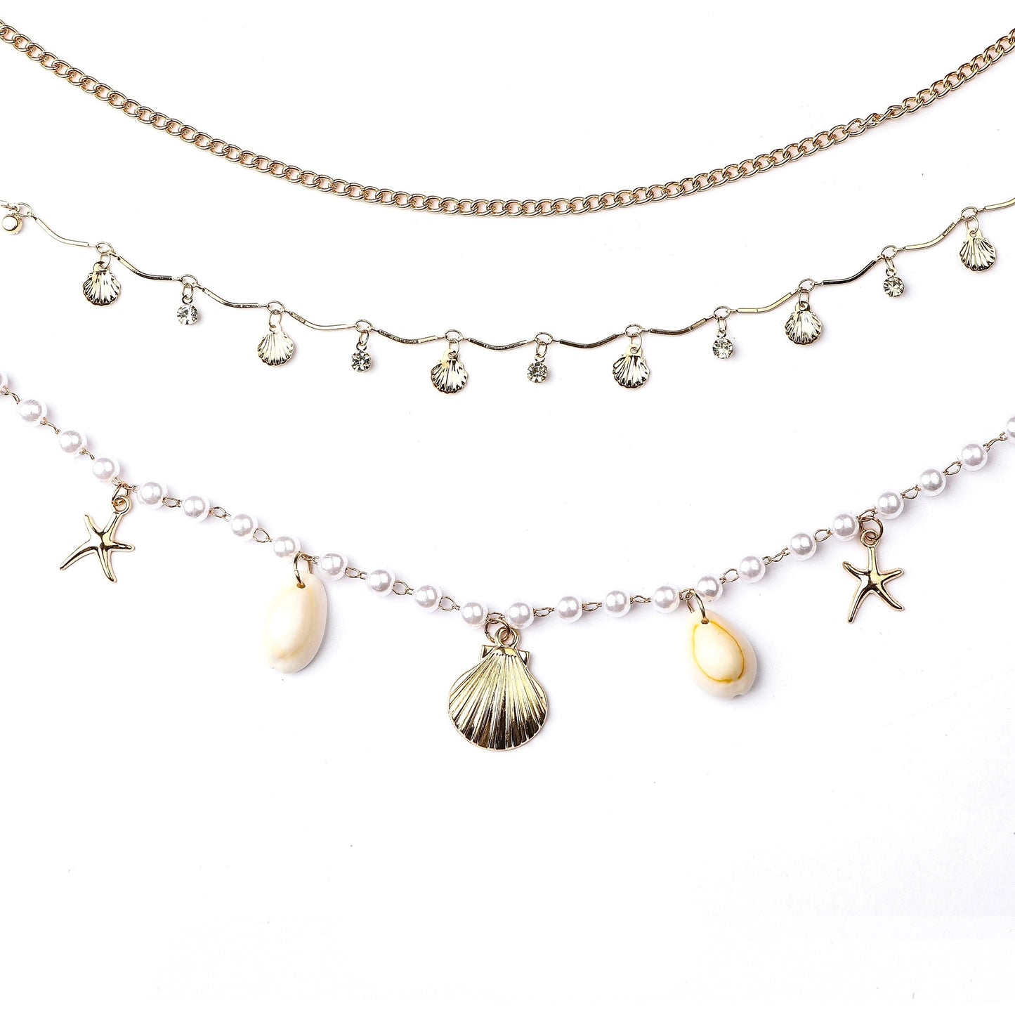 CIYA VENI - Baroque Pearl & Shell Waist Chains/Necklaces