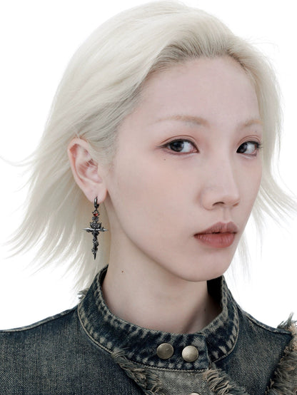 1STXULIE - Forbidden Rose Cross Earrings