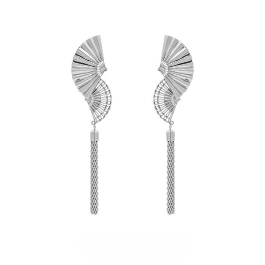 ABILLIONTH - New Chinese-Style Folding Fan Tassel Earrings