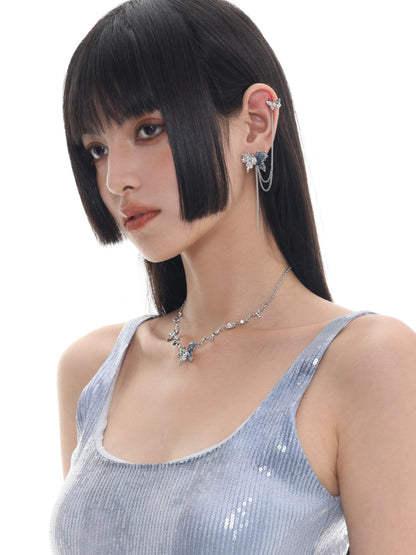 SUMIYAKI - Crushed Diamond Ice Butterfly Clavicle Necklace